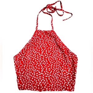SHEIN Self Tie Ditsy Floral Halter Top